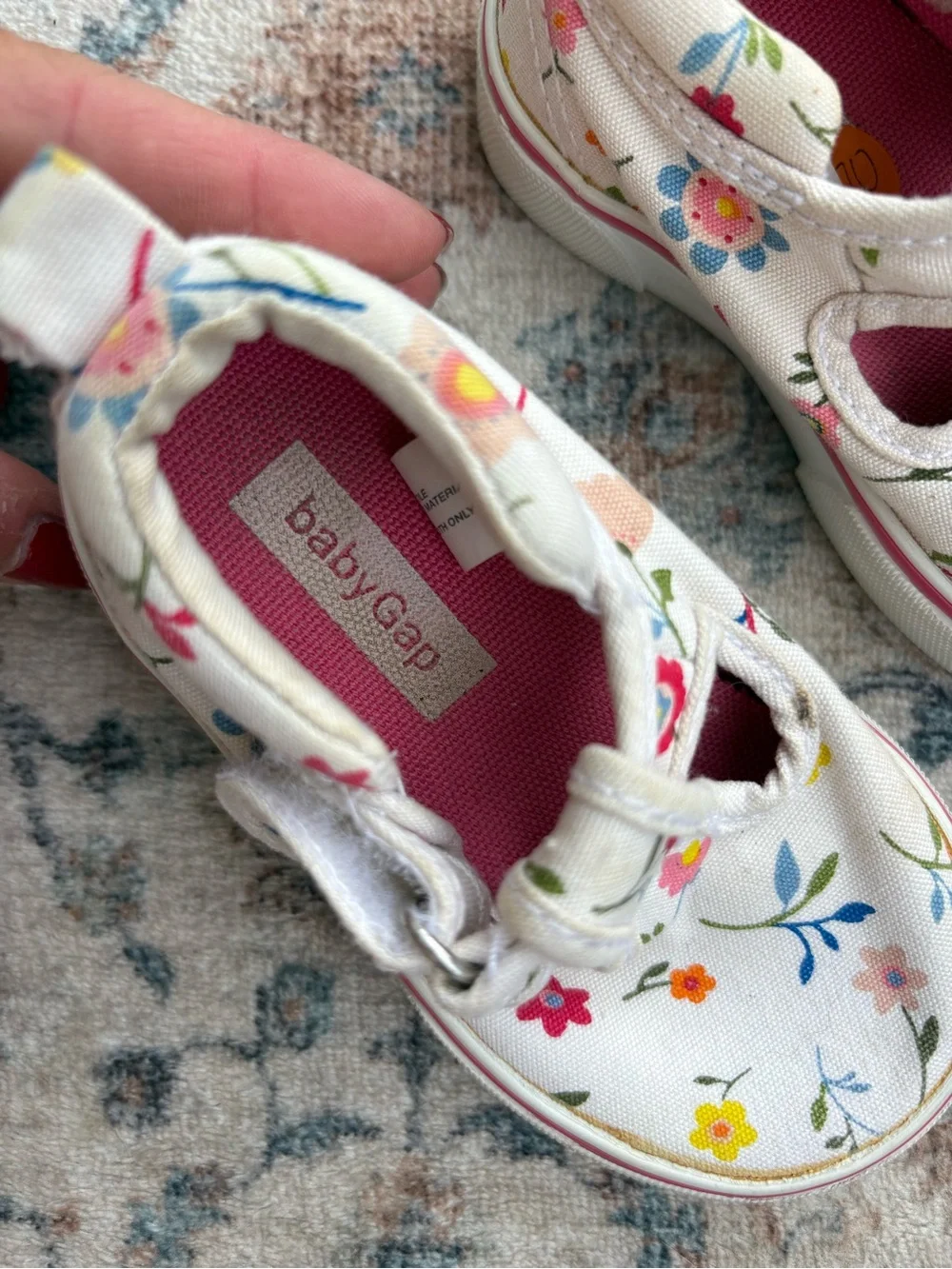 Girls Toddler Floral Canvas Mary Jane Sneakers - BABYGAP Colorful Flowers
